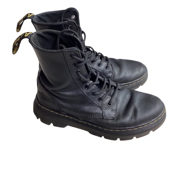 Dr. Martens Combs Leather Ankle Boots Black Lace Up‎ Women's US 8 EU 39 - Picture 1 of 16